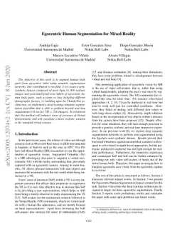 Egocentric Human Segmentation for Mixed Reality