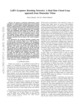 LyRN (Lyapunov Reaching Network): A Real-Time Closed Loop approach from
  Monocular Vision