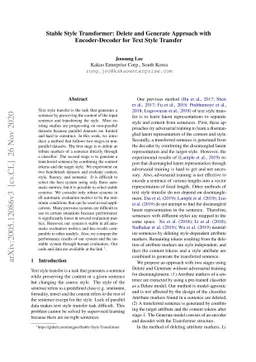 Stable Style Transformer: Delete and Generate Approach with
  Encoder-Decoder for Text Style Transfer