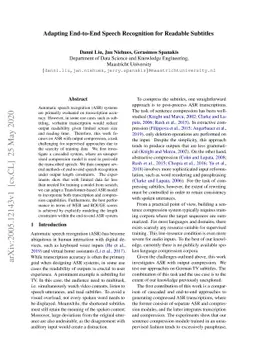 Adapting End-to-End Speech Recognition for Readable Subtitles