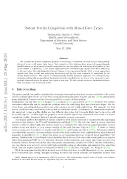 Robust Matrix Completion with Mixed Data Types