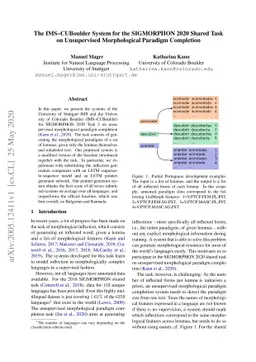 The IMS-CUBoulder System for the SIGMORPHON 2020 Shared Task on
  Unsupervised Morphological Paradigm Completion