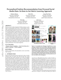 Personalized Fashion Recommendation from Personal Social Media Data: An
  Item-to-Set Metric Learning Approach