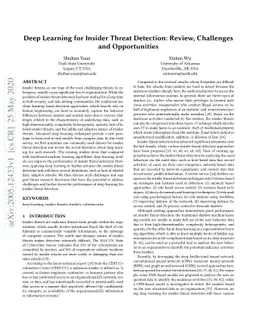 Deep Learning for Insider Threat Detection: Review, Challenges and
  Opportunities