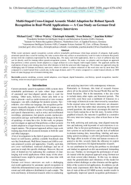 Multi-Staged Cross-Lingual Acoustic Model Adaption for Robust Speech
  Recognition in Real-World Applications -- A Case Study on German Oral History
  Interviews