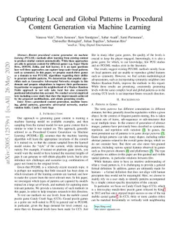 Capturing Local and Global Patterns in Procedural Content Generation via
  Machine Learning