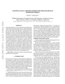 Continual Local Training for Better Initialization of Federated Models