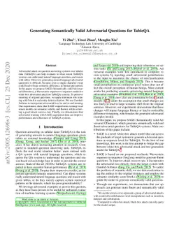 Generating Semantically Valid Adversarial Questions for TableQA