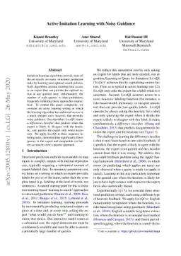 Active Imitation Learning with Noisy Guidance