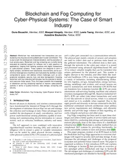 Blockchain and Fog Computing for Cyberphysical Systems: The Case of
  Smart Industry