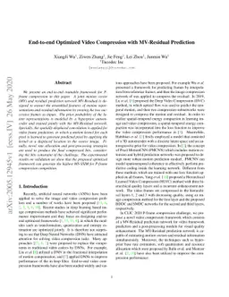 End-to-end Optimized Video Compression with MV-Residual Prediction