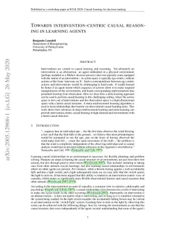Towards intervention-centric causal reasoning in learning agents