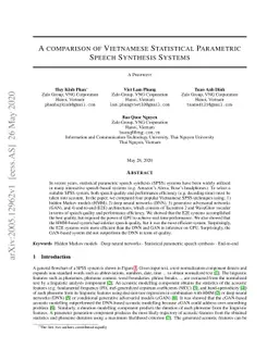 A comparison of Vietnamese Statistical Parametric Speech Synthesis
  Systems