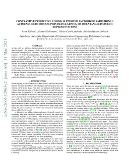 Contrastive Predictive Coding Supported Factorized Variational
  Autoencoder for Unsupervised Learning of Disentangled Speech Representations