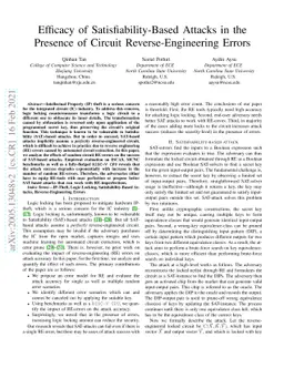 Efficacy of Satisfiability Based Attacks in the Presence of Circuit
  Reverse Engineering Errors