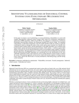 Identifying Vulnerabilities of Industrial Control Systems using
  Evolutionary Multiobjective Optimisation