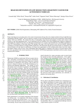 Road Segmentation on low resolution Lidar point clouds for autonomous
  vehicles