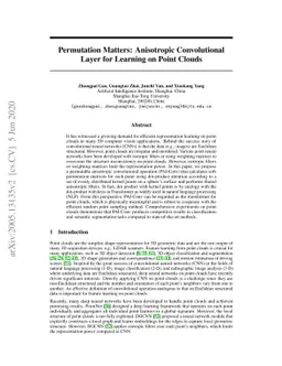 Permutation Matters: Anisotropic Convolutional Layer for Learning on
  Point Clouds