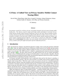 CoVista: A Unified View on Privacy Sensitive Mobile Contact Tracing
  Effort
