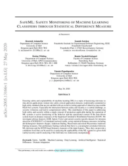 SafeML: Safety Monitoring of Machine Learning Classifiers through
  Statistical Difference Measure