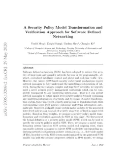 A Security Policy Model Transformation and Verification Approach for
  Software Defined Networking