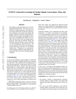 CLOCS: Contrastive Learning of Cardiac Signals Across Space, Time, and
  Patients