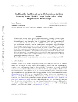 Tackling the Problem of Large Deformations in Deep Learning Based
  Medical Image Registration Using Displacement Embeddings