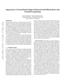 AQUAREUM: Non-Equivocating Censorship-Evident Centralized Ledger with EVM-Based Verifiable Execution using Trusted Computing and Blockchain