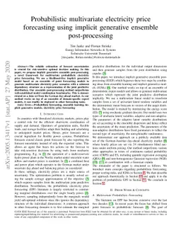Probabilistic multivariate electricity price forecasting using implicit
  generative ensemble post-processing