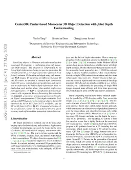 Center3D: Center-based Monocular 3D Object Detection with Joint Depth
  Understanding
