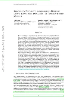 Stochastic Security: Adversarial Defense Using Long-Run Dynamics of
  Energy-Based Models