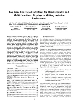Eye Gaze Controlled Interfaces for Head Mounted and Multi-Functional
  Displays in Military Aviation Environment