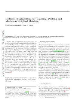 Distributed algorithms for covering, packing and maximum weighted
  matching