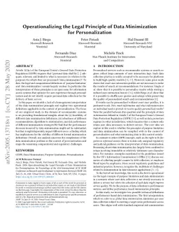 Operationalizing the Legal Principle of Data Minimization for
  Personalization