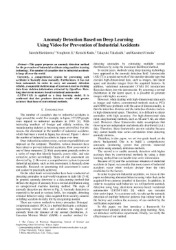 Anomaly Detection Based on Deep Learning Using Video for Prevention of
  Industrial Accidents