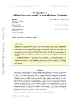 Calibrated Surrogate Losses for Adversarially Robust Classification
