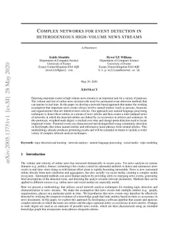 Complex networks for event detection in heterogeneous high volume news
  streams