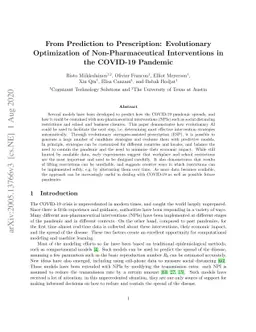 From Prediction to Prescription: Evolutionary Optimization of
  Non-Pharmaceutical Interventions in the COVID-19 Pandemic