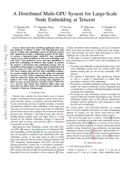 A Distributed Multi-GPU System for Large-Scale Node Embedding at Tencent