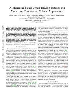 A Maneuver-based Urban Driving Dataset and Model for Cooperative Vehicle
  Applications