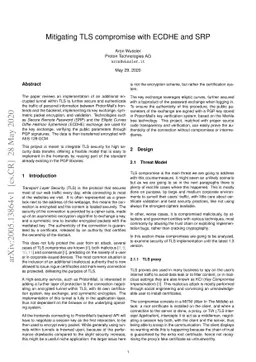 Mitigating TLS compromise with ECDHE and SRP