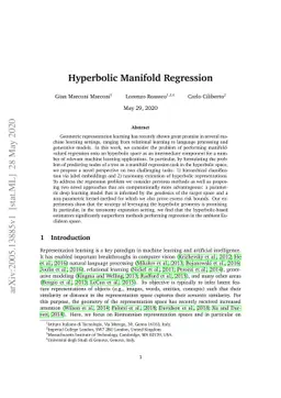 Hyperbolic Manifold Regression