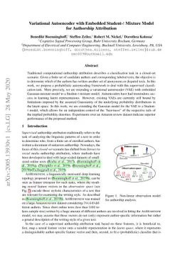 Variational Autoencoder with Embedded Student-$t$ Mixture Model for
  Authorship Attribution