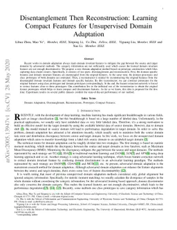 Disentanglement Then Reconstruction: Learning Compact Features for
  Unsupervised Domain Adaptation