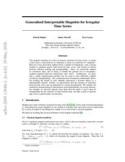 Generalised Interpretable Shapelets for Irregular Time Series