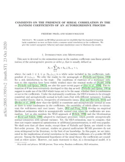 Comments on the presence of serial correlation in the random
  coefficients of an autoregressive process