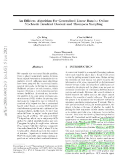 An Efficient Algorithm For Generalized Linear Bandit: Online Stochastic
  Gradient Descent and Thompson Sampling