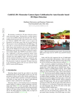 CubifAE-3D: Monocular Camera Space Cubification for Auto-Encoder based
  3D Object Detection