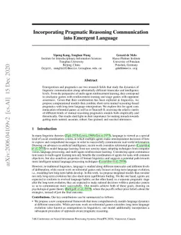 Incorporating Pragmatic Reasoning Communication into Emergent Language