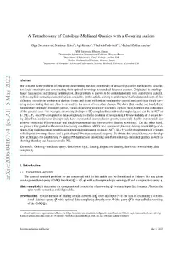 A tetrachotomy of ontology-mediated queries with a covering axiom